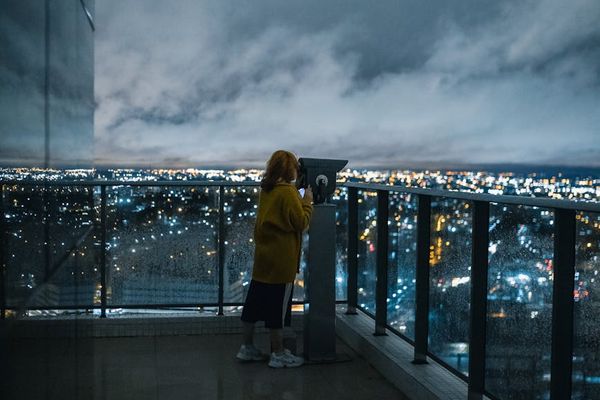 Rooftop bar with panoramic city views